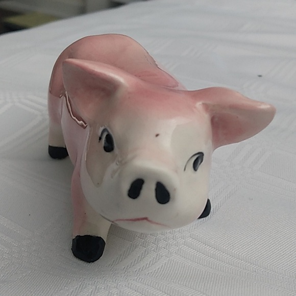 Vintage Ceramic Pig Miniature Figurine Kitchen Decor 1970s Japanese - Picture 2 of 8